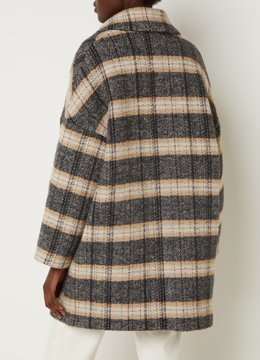ba&sh Holf oversized double-breasted mantel in wolblend - achterkant donkerbeige