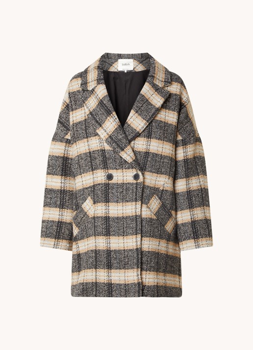 ba&sh Holf oversized double-breasted mantel in wolblend - voorkant 2 donkerbeige