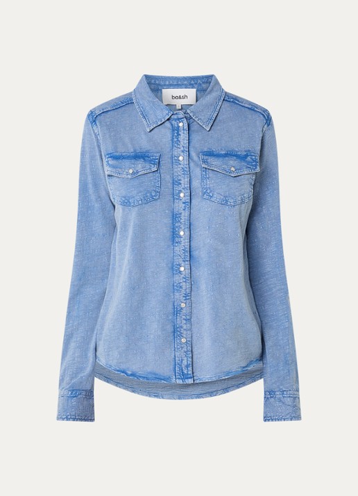 ba&sh Icare blouse met borstzakken - voorkant 3 indigo