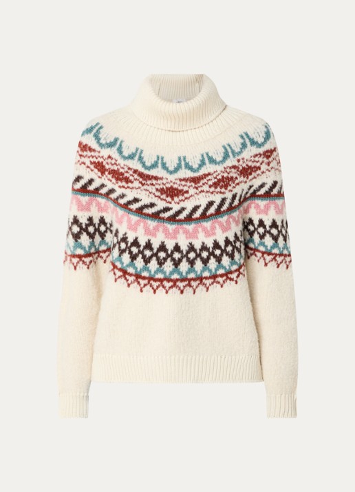 ba&sh Iceberg grofgebreide trui in alpaca wolblend met col - voorkant gebroken wit
