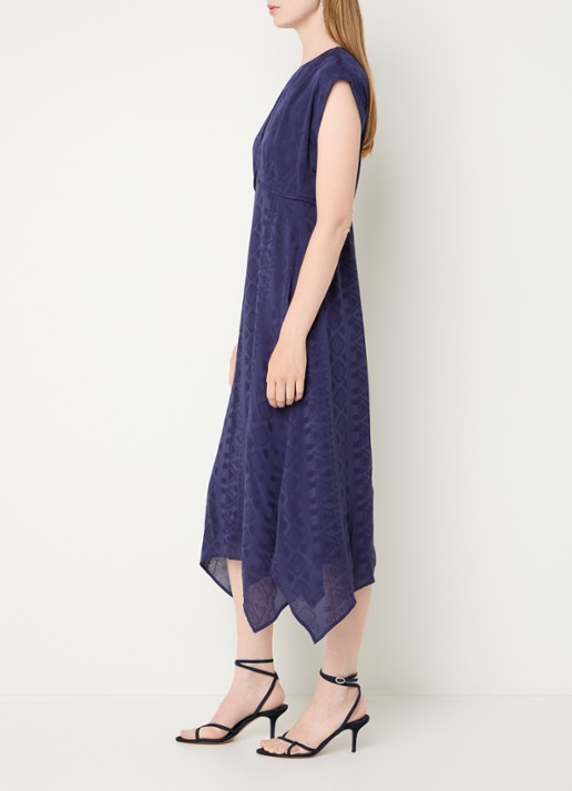 ba&sh Inia midi jurk met cut-out detail - voorkant 3 donkerblauw