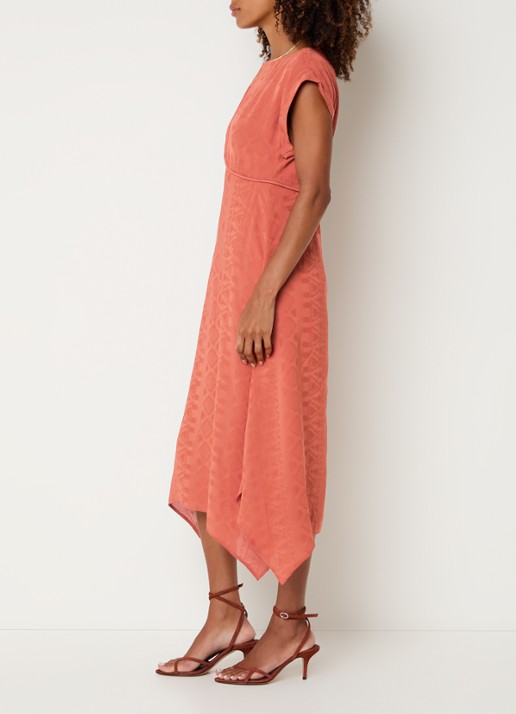 ba&sh Inia midi jurk met cut-out detail - voorkant 4 oranjebruin