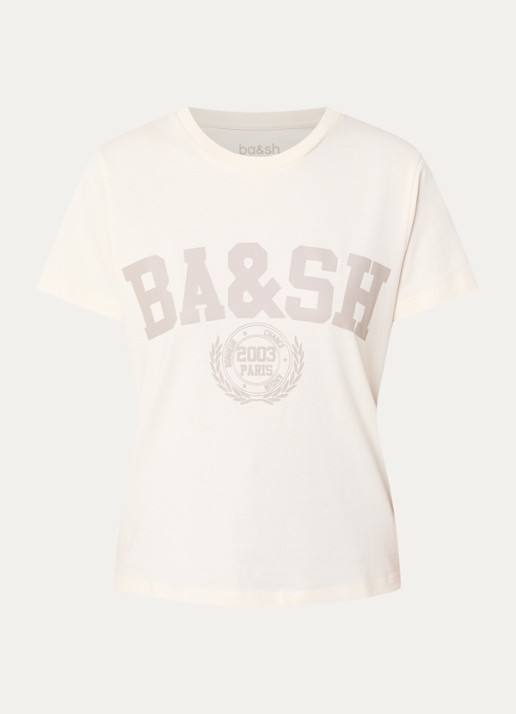 ba&sh Ioni T-shirt met logo - voorkant 3 gebroken wit