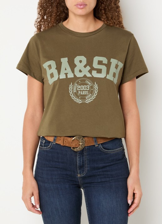 ba&sh Ioni T-shirt met logo - detail 4 khaki