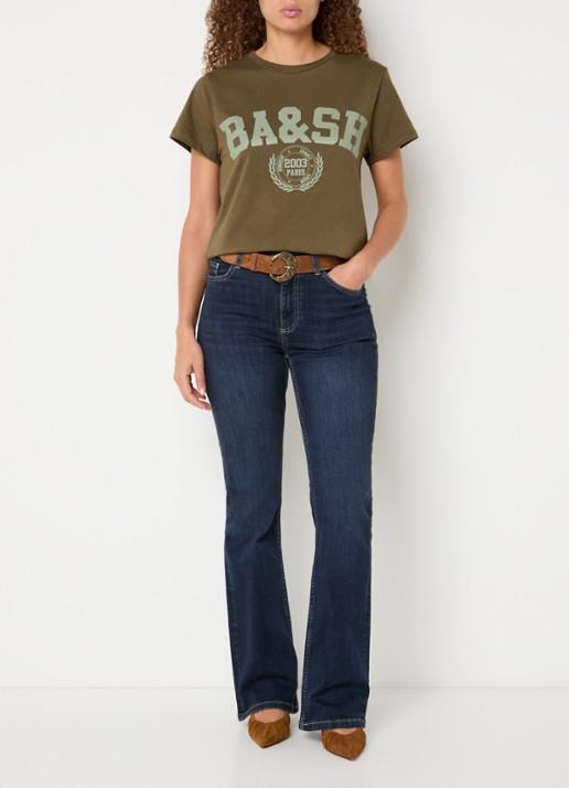 ba&sh Ioni T-shirt met logo - voorkant 3 khaki