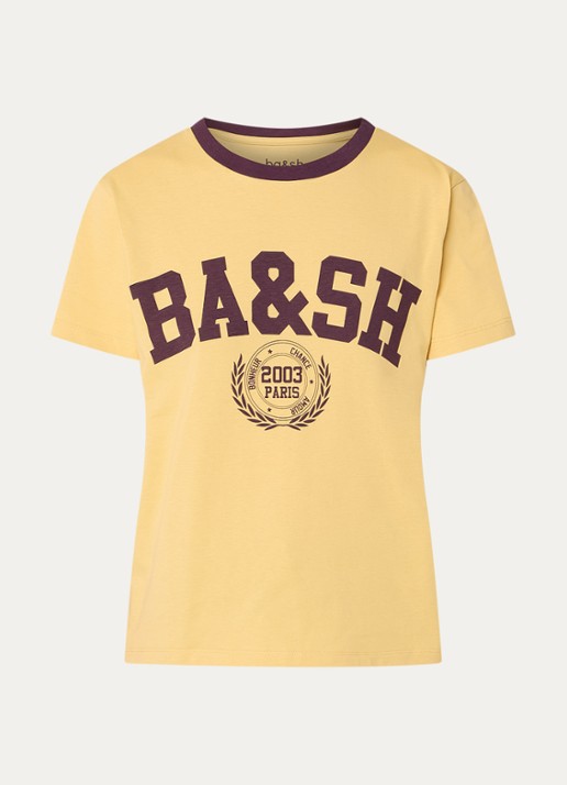 ba&sh Ioni T-shirt met logoprint - voorkant 2 geel