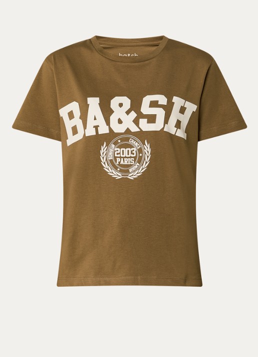 ba&sh Ioni T-shirt met logoprint - voorkant 3 bruin