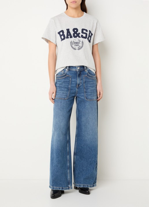 ba&sh Ioni T-shirt met logoprint - voorkant 3 grijsmele