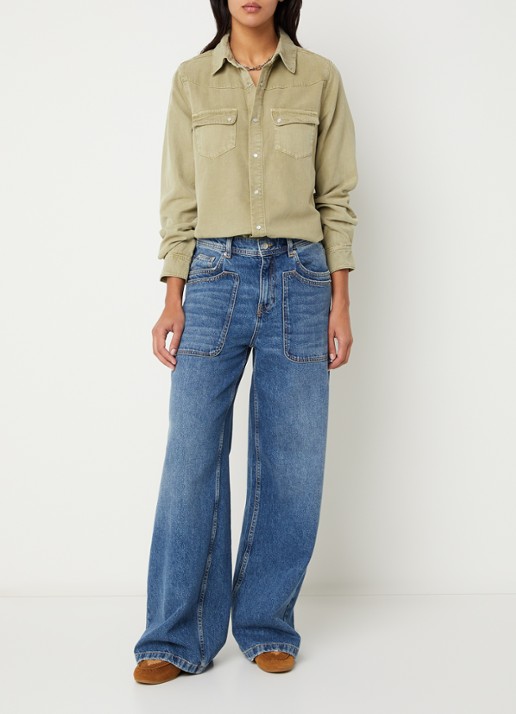 ba&sh Jada blouse met klepzakken - voorkant 2 lichtgroen
