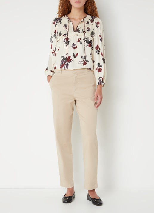 ba&sh Jally mid waist straight fit cropped pantalon met steekzakken - voorkant 3 beige