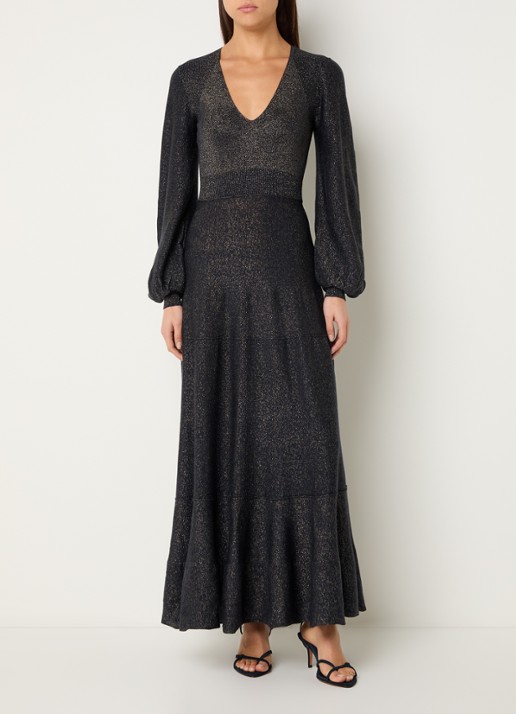 ba&sh Jenna fijngebreide maxi jurk in wolblend met lurex
