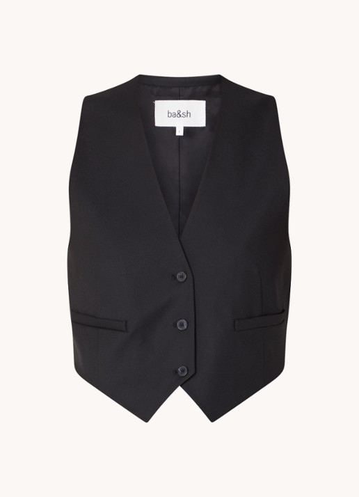ba&sh Jessy cropped gilet met ceintuur - voorkant 2 zwart