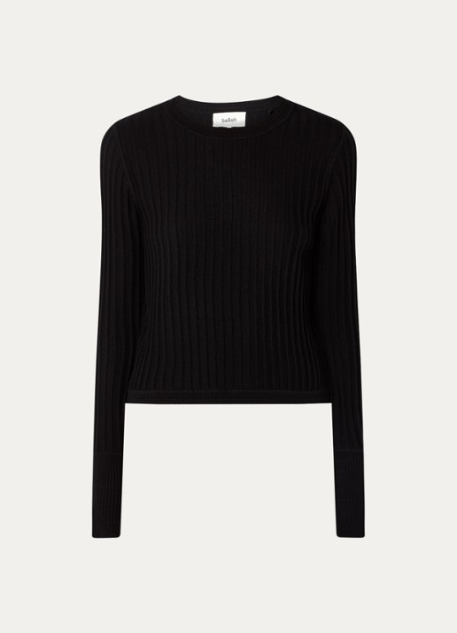 ba&sh Jinie ribgebreide longsleeve in wolblend - voorkant zwart