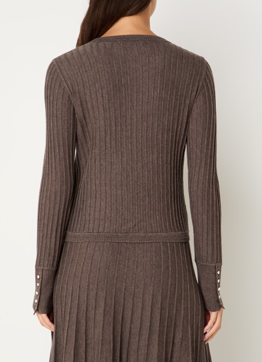 ba&sh Jinie ribgebreide longsleeve in wolblend - achterkant chocoladebruin