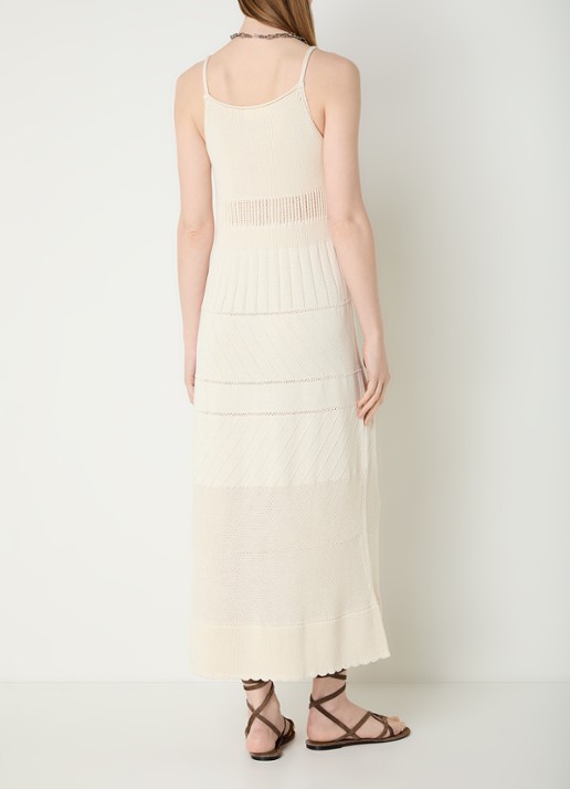 ba&sh Joelle ribgebreide midi jurk met V-hals - achterkant 4 beige
