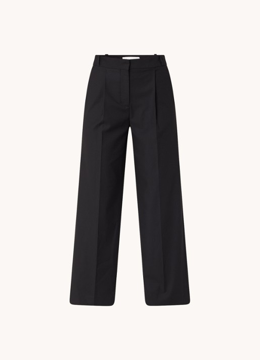 ba&sh Jona high waist loose fit pantalon met plooidetail - voorkant 2 zwart
