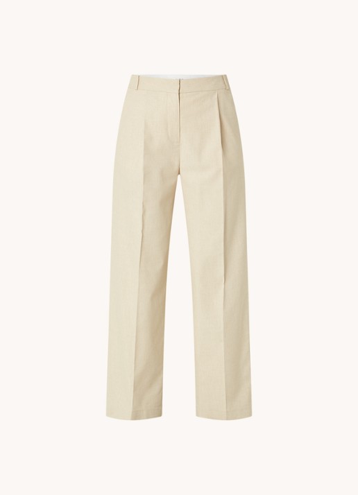 Ba&sh Jona wide fit pantalon met gemêleerd dessin - voorkant donkerbeige