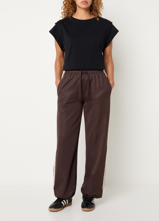 ba&sh Joshua high waist straight fit trackpants met trekkoord - voorkant 2 bruin