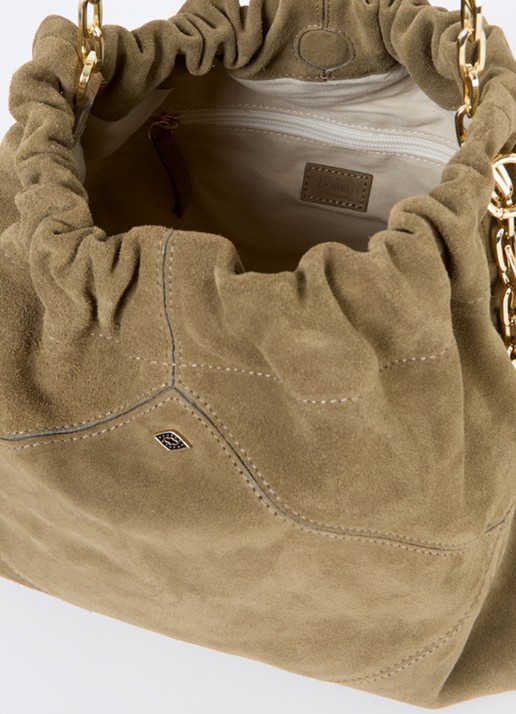 ba&sh June M schoudertas van suède - detail 2 khaki