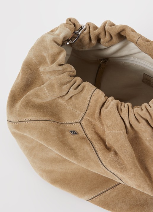 ba&sh June M schoudertas van suède - detail 2 khaki