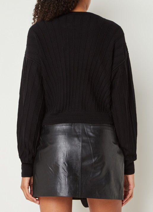 ba&sh Jynx fijngebreide pullover in wolblend met sierknopen - achterkant 3 zwart