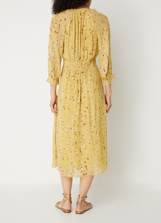ba&sh Karla midi blousejurk met print - achterkant geel
