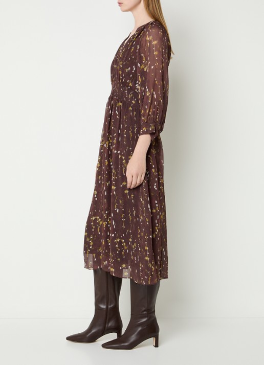 ba&sh Karla midi blousejurk met print - voorkant 2 bruin