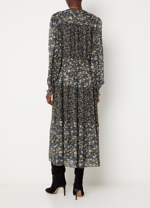 ba&sh Kaxy maxi blousejurk met split - achterkant khaki