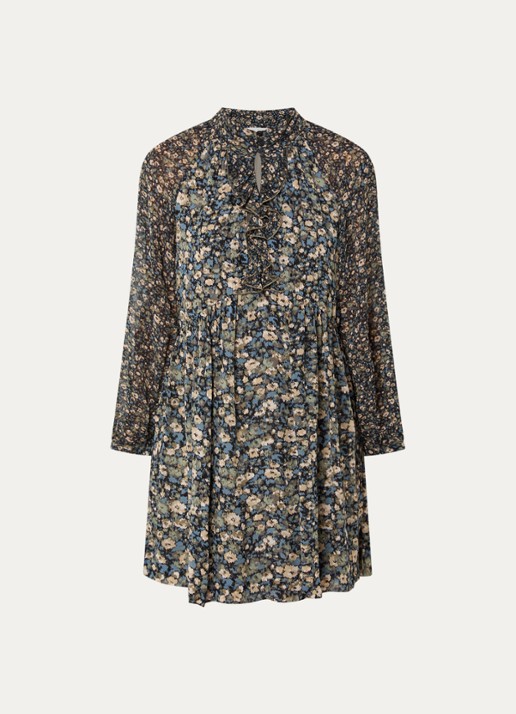 ba&sh Kimia mini tuniekjurk met print - voorkant 3 khaki