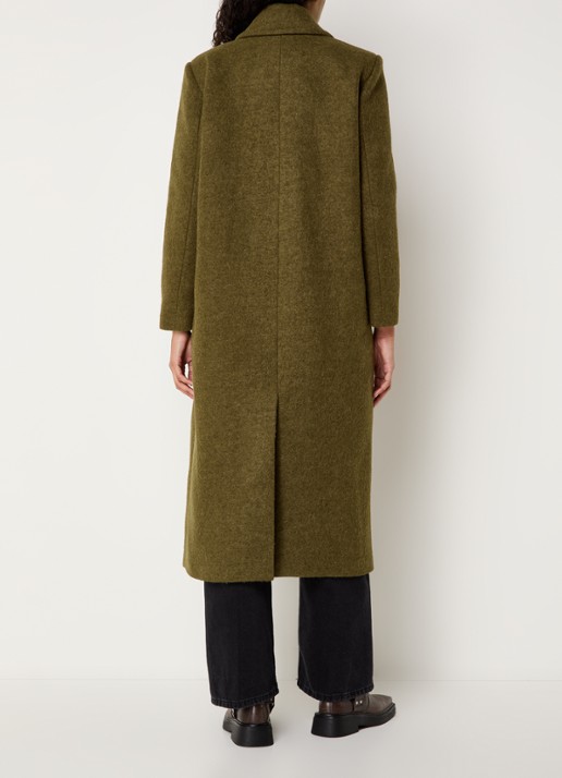 ba&sh Koala mantel in alpaca wolblend met steekzakken - achterkant 5 mosgroen