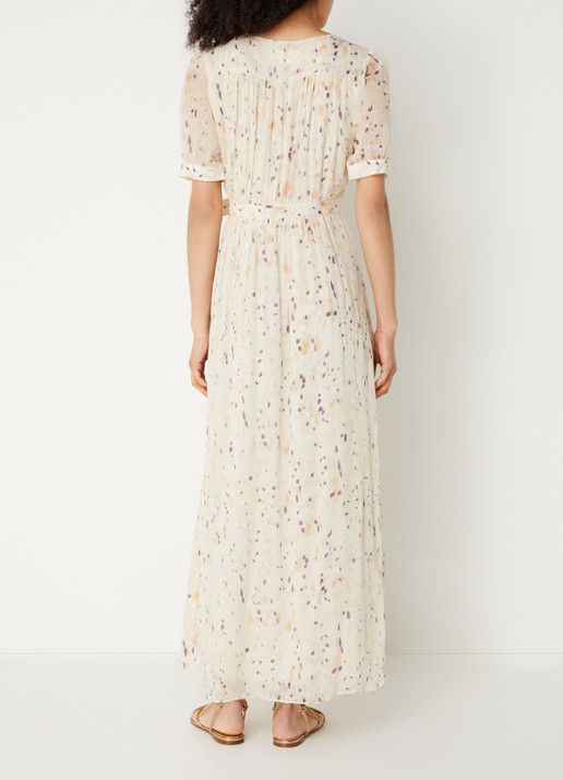 ba&sh Kris maxi wikkeljurk met print - achterkant 3 beige