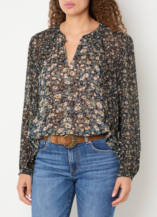 ba&sh Kross tuniek met print en V-hals - detail groen