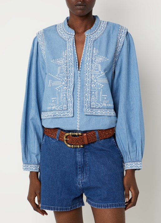 ba&sh Laura tuniek van chambray met borduring