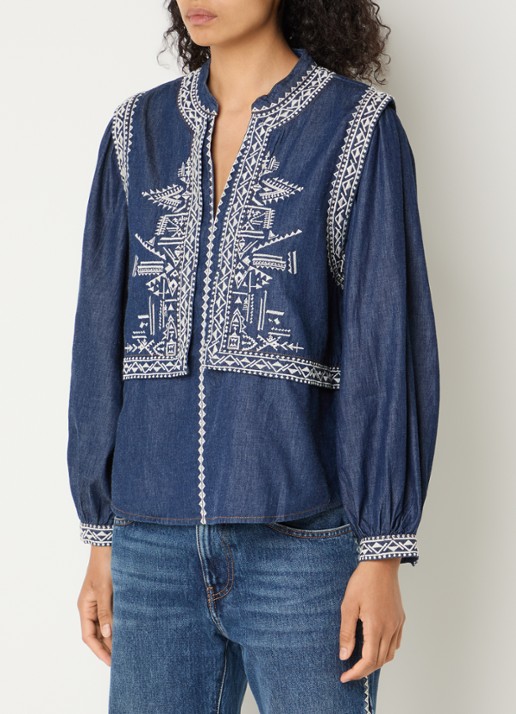 ba&sh Laura tuniek van denim met borduring