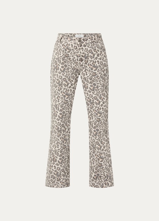 ba&sh Leonie high waist loose fit jeans met panterprint - voorkant 2 beige