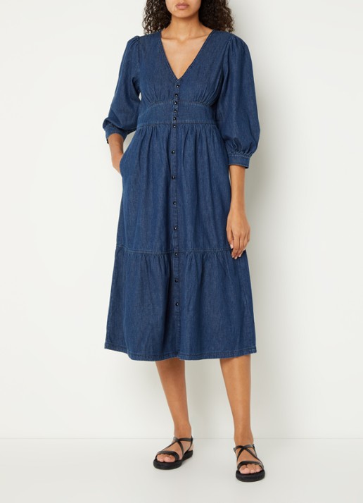 ba&sh Limi midi blousejurk van chambray