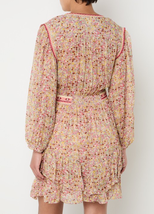 ba&sh Loly semi-transparante mini tuniekjurk met bloemenprint - achterkant roze