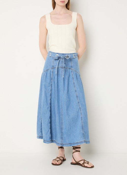 ba&sh Lonia high waist midi spijkerrok - voorkant 3 indigo