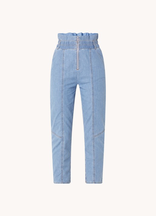 ba&sh Lony high waist cropped slim fit jeans van chambray - voorkant 3 indigo