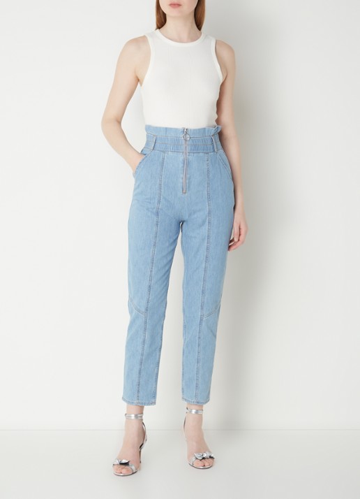 Ba&sh Lony high waist tapered jeans met ritsdetail - voorkant 2 indigo