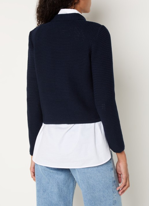 ba&sh Louman grofgebreid vest met sierknopen - achterkant donkerblauw
