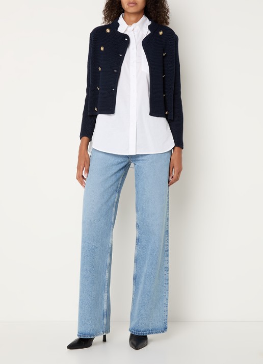 ba&sh Louman grofgebreid vest met sierknopen - voorkant 4 donkerblauw