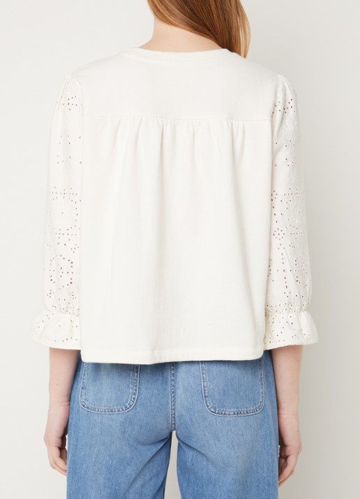 ba&sh Lucas pullover met opengewerkt dessin - achterkant 2 gebroken wit