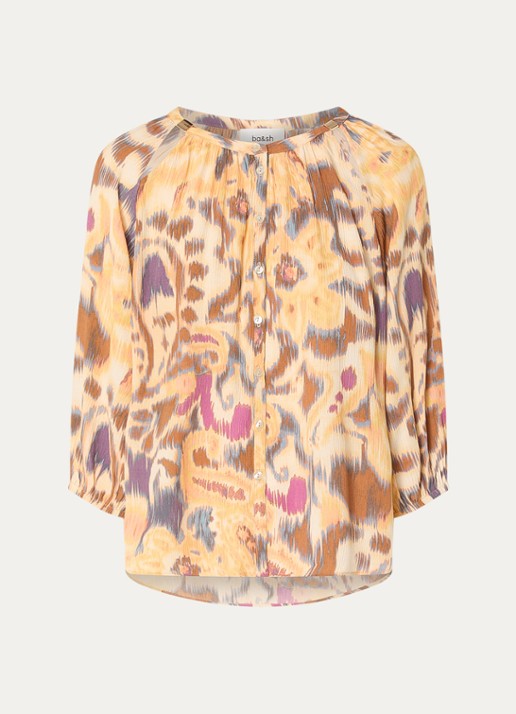 ba&sh Maelle blouse met print - voorkant 2 mosterd