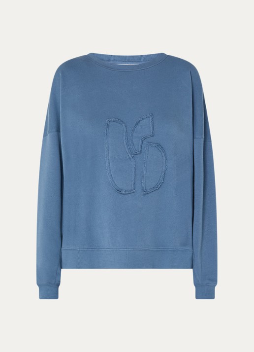 ba&sh Maia sweater met logoborduring - voorkant staalblauw