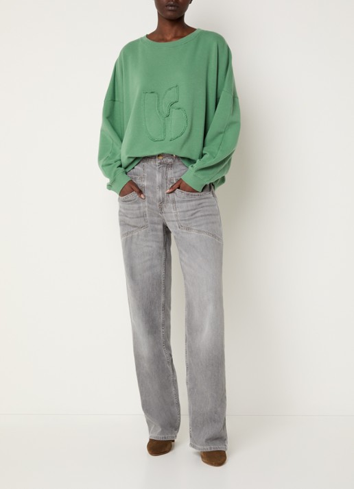 ba&sh Maia sweater met logoborduring - voorkant 2 groen