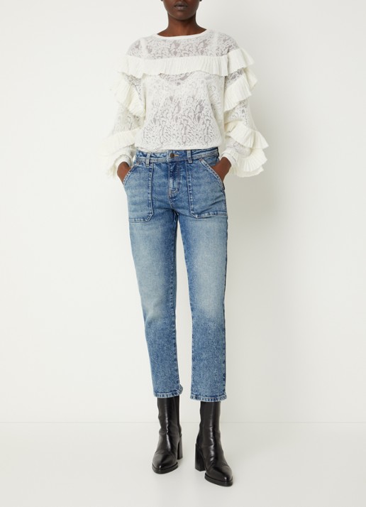 ba&sh Mally high waist straight leg jeans met lichte wassing - voorkant 3 indigo