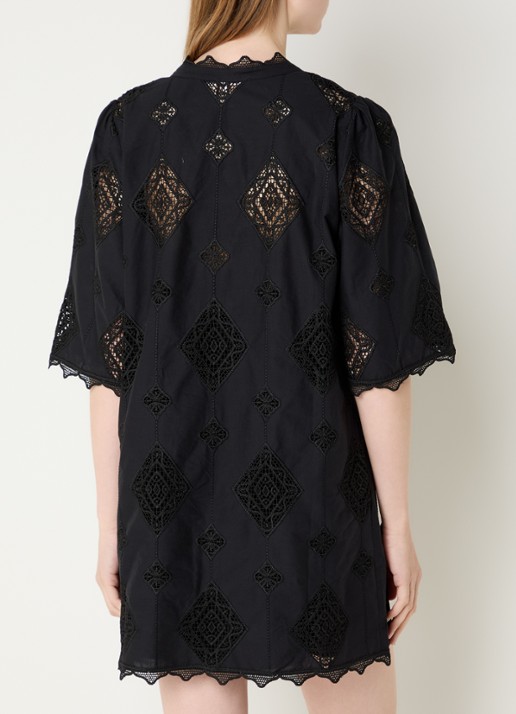 ba&sh Malo mini jurk met broderie - achterkant zwart