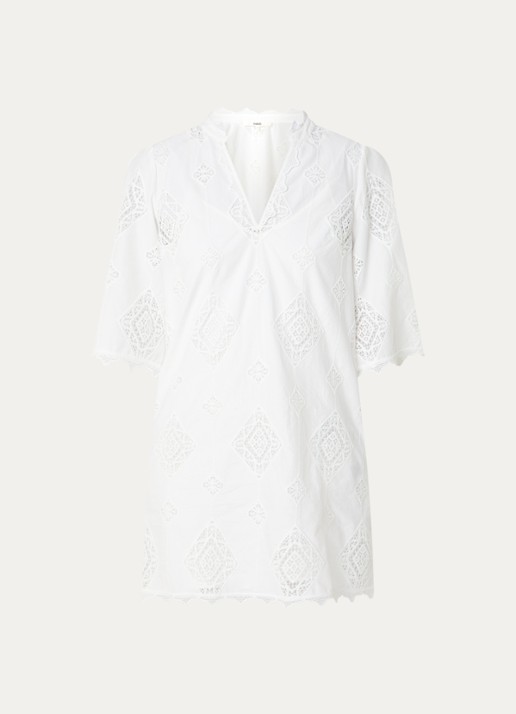ba&sh Malo mini jurk met broderie - voorkant gebroken wit
