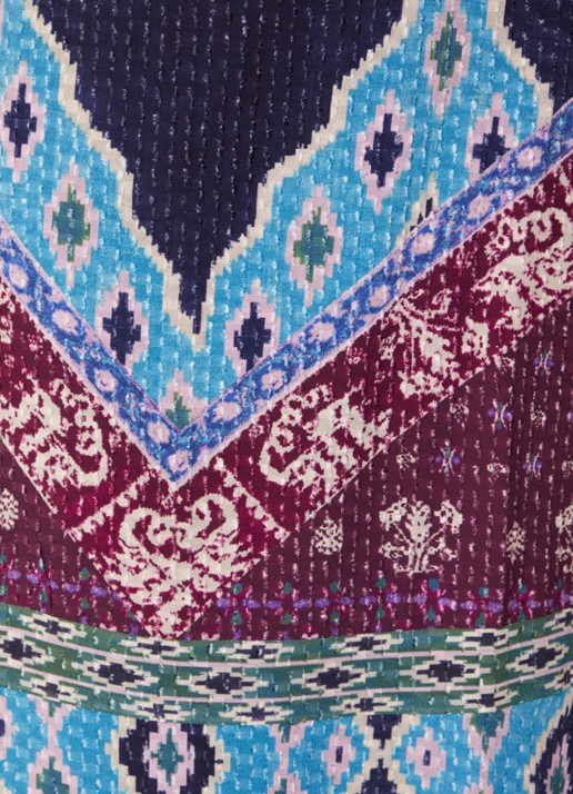 ba&sh Manessa maxi rok met print - detail 5 donkerblauw